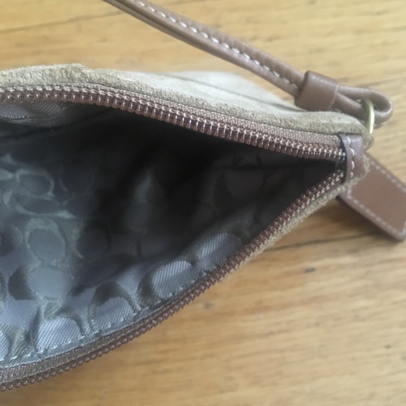 Small tan suede Coach Wristlet - Picture 3 of 3